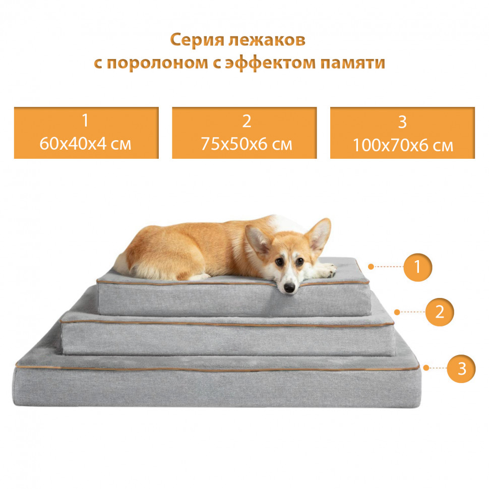 Лежак плоский, пена с эффектом памяти ЛЭП-01